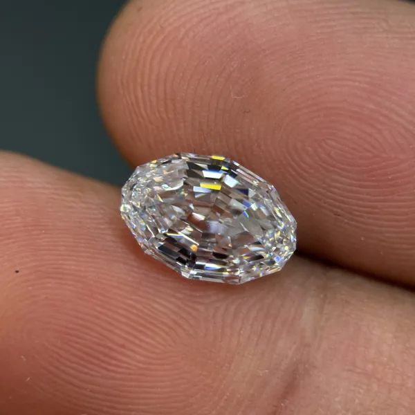 Antique oval lab grown diamond, real photo
