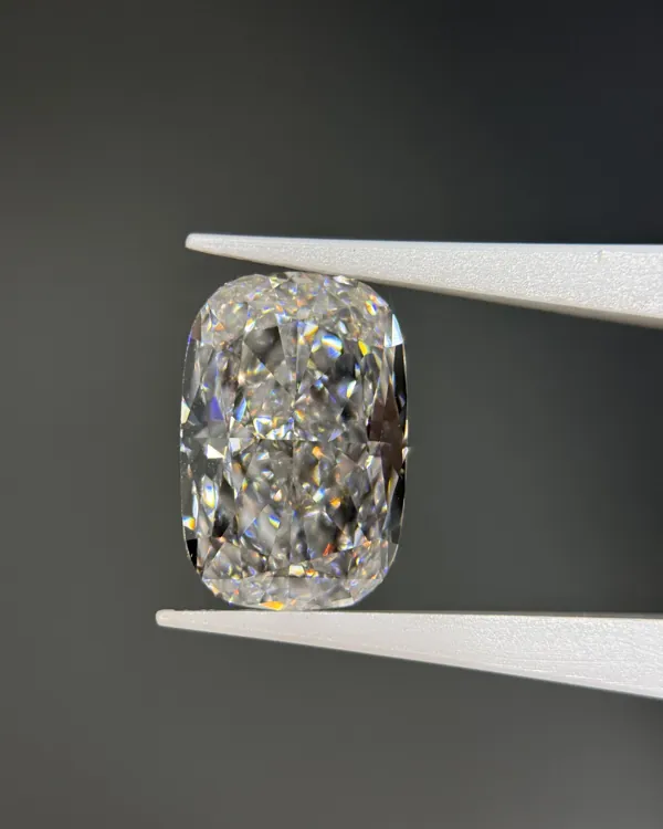 Elongated cushion lab grown diamond, real photo